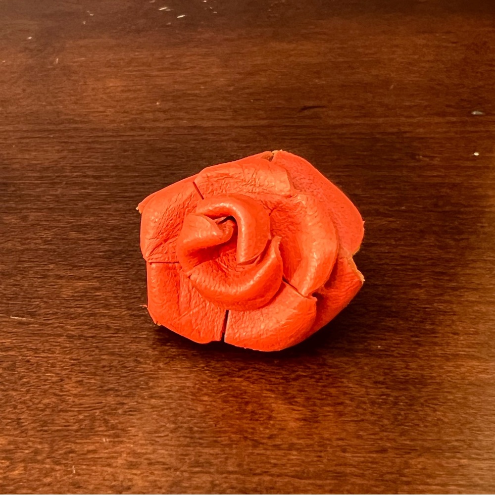 Leather Orange Flower Ring